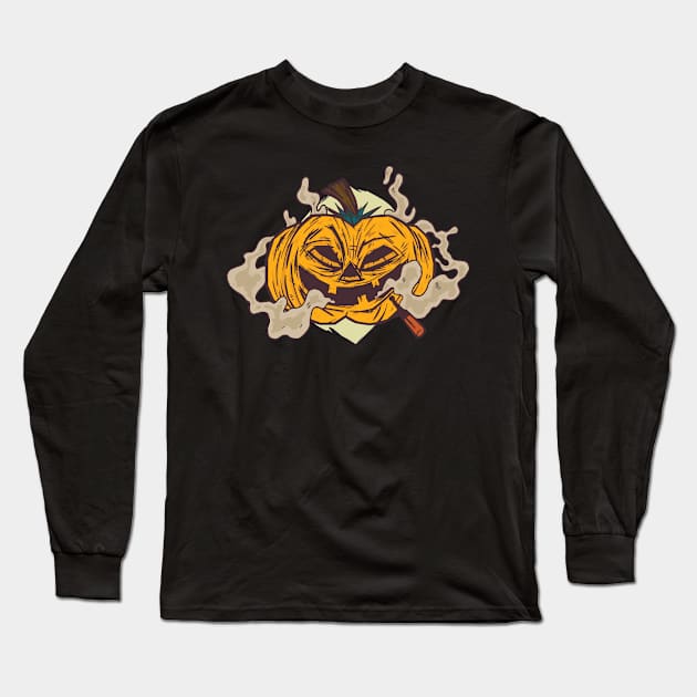 Pumpkin smokes a cigarette Long Sleeve T-Shirt by rueckemashirt